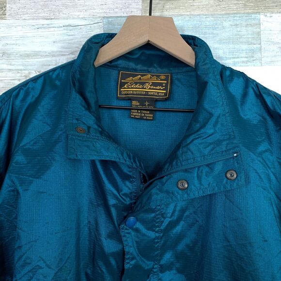 Eddie Bauer Vintage 90s Pullover Windbreaker Jacket Blue Rain Retro Mens Large - Picture 3 of 7